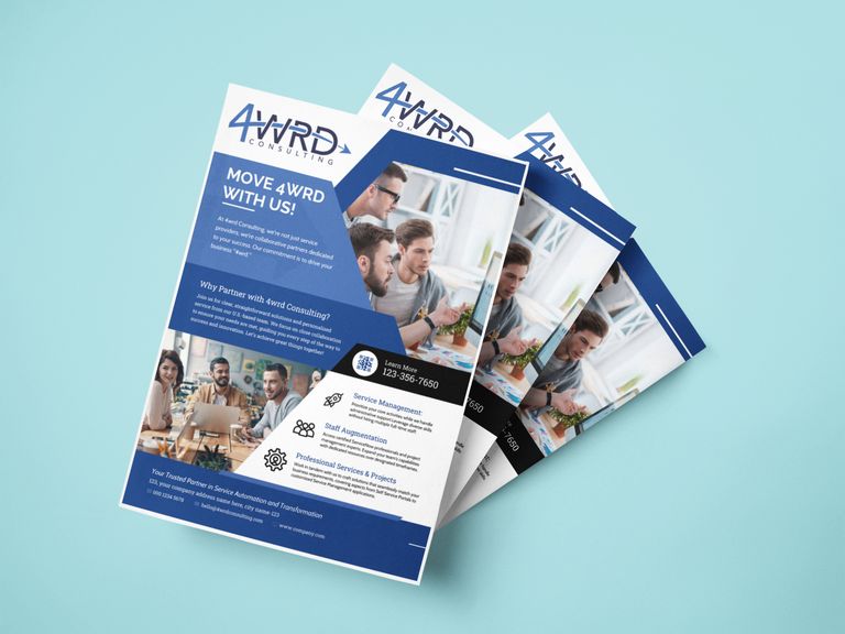 4WRD Consulting sales flyers fanned out