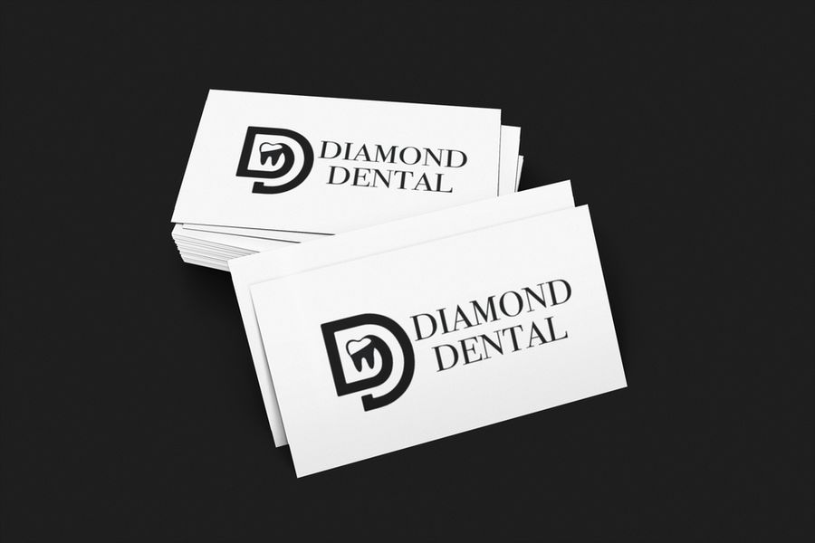 Diamond Dental business cards with monogram logo