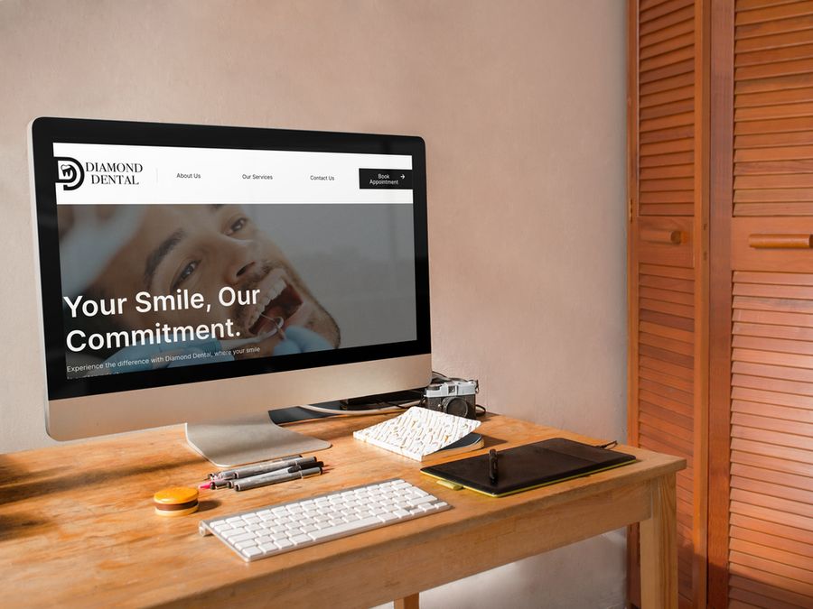 Diamond Dental website design shown on a desktop monitor