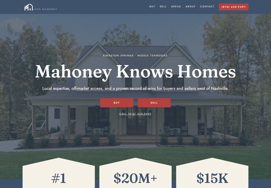 Jack Mahoney real estate website homepage