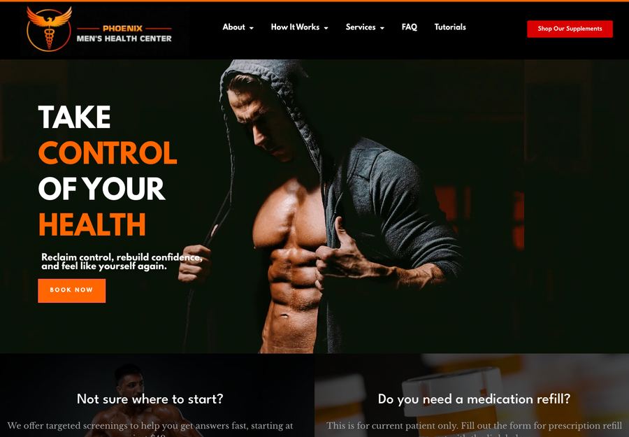 Phoenix Men's Health Center website homepage