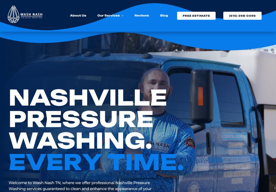 Wash Nash TN pressure washing website homepage